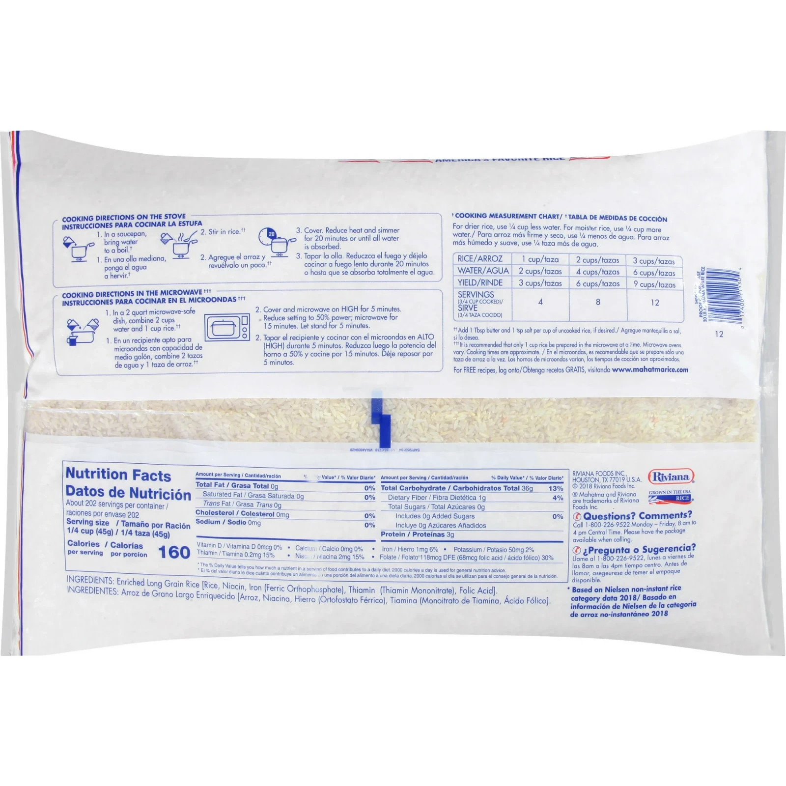 Mahatma Enriched Extra Long Grain White Rice 20 lb Bag