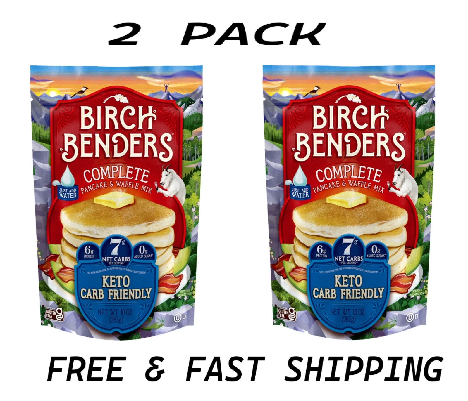 Keto Carb Friendly Pancake & Waffle Mix, 10oz (2 PACK) FREE & FAST SHIPPING.