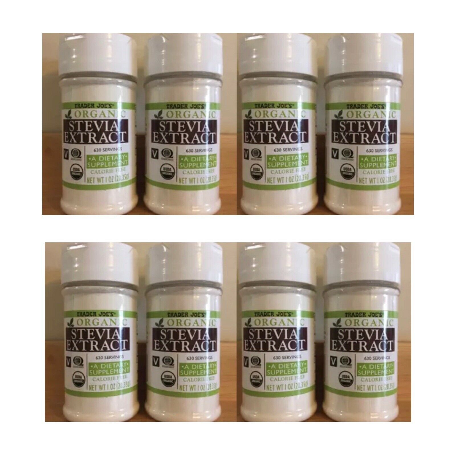 8 x Trader Joe’s STEVIA EXTRACT Organic Vegan 1 oz per bottle Best By 2030