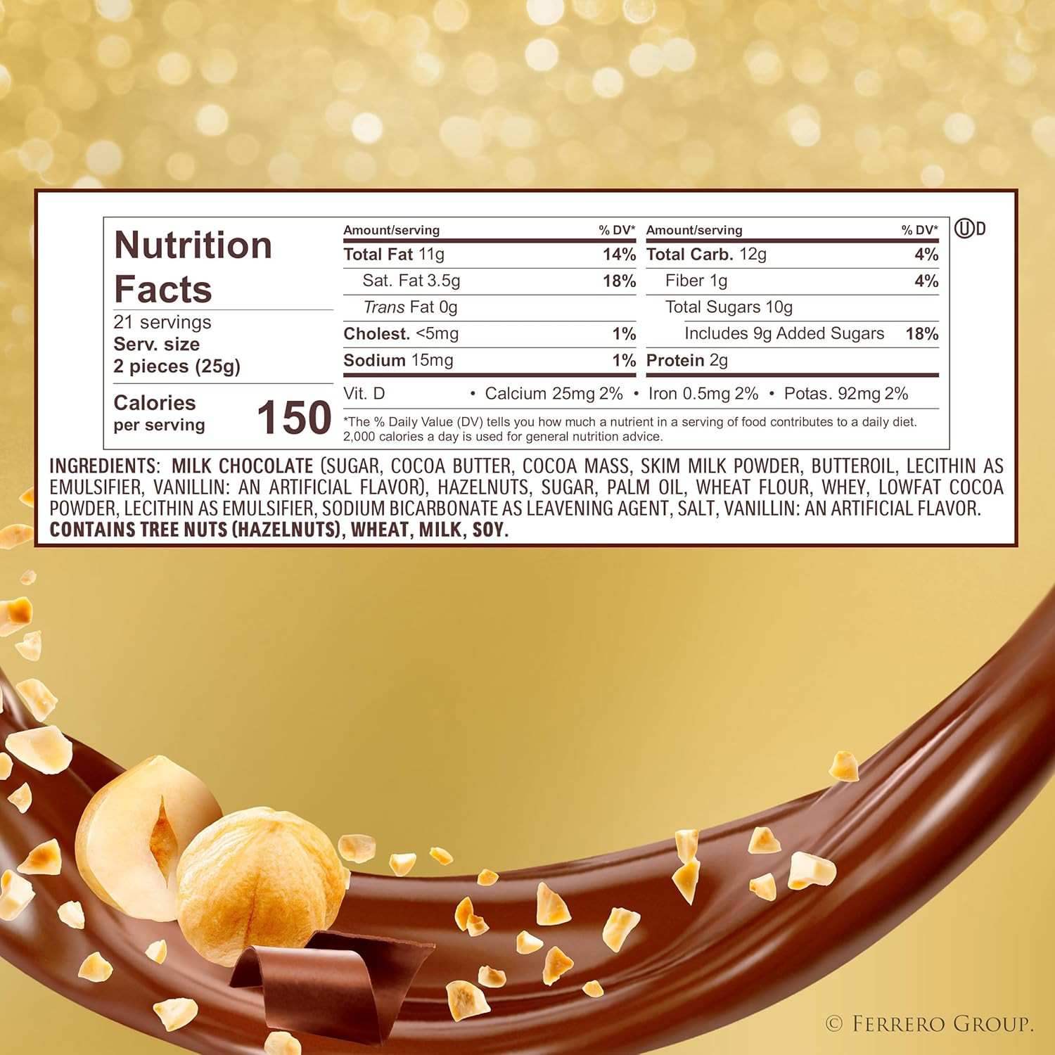Gourmet Hazelnut Milk Chocolate Gift Box, 12 Individually Wrapped Chocolates, 5.
