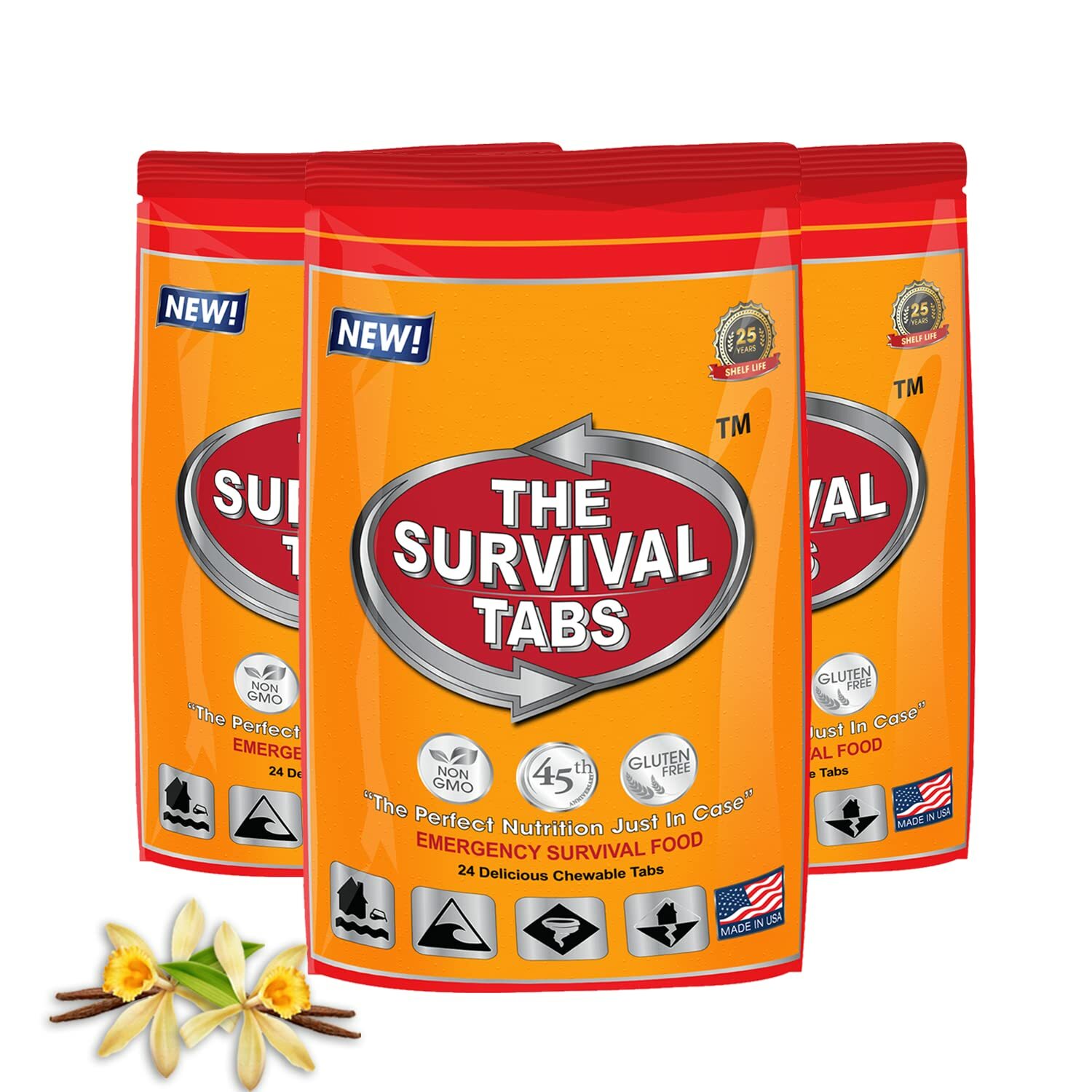 6 days Emergency survival food tabs none-GMO gluten-free 25 years shelf life
