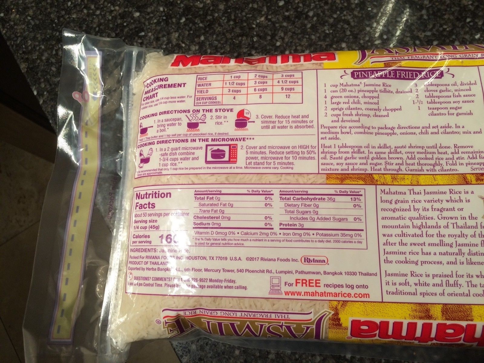  Jasmine Rice (Mahatma) Enriched Thai Fragrant Long Grain Rice 5lb Fast shipping
