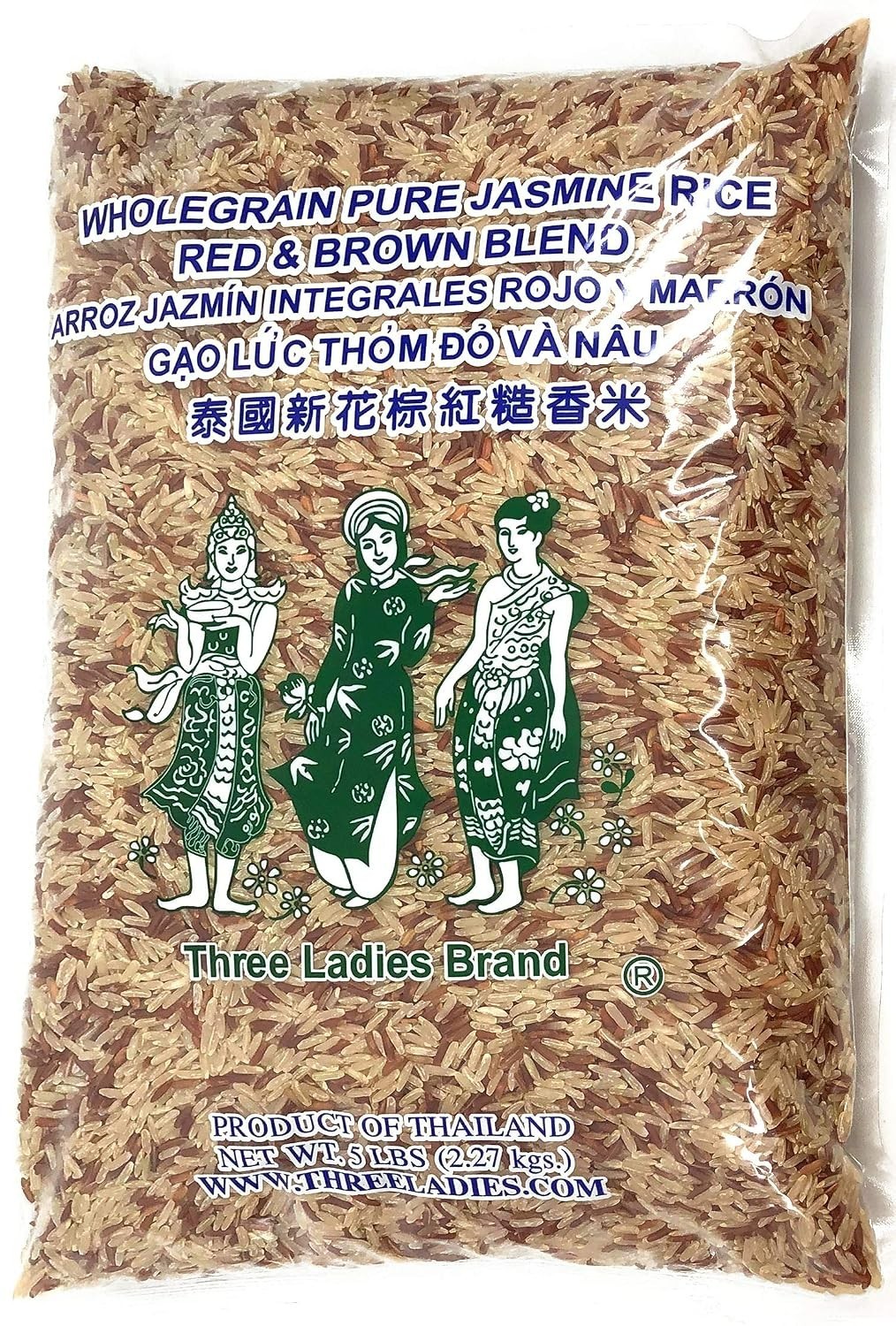 Three Ladies Brand Whole Grain Pure Jasmine Rice Red & Brown Blend ( Pack of 3 )