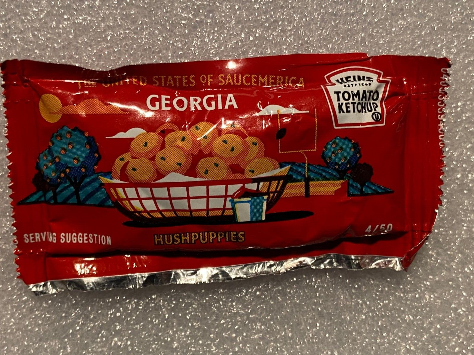 1 Heinz United States Of Saucemerica Ketchup Packet Georgia #4/50 NEW ss1