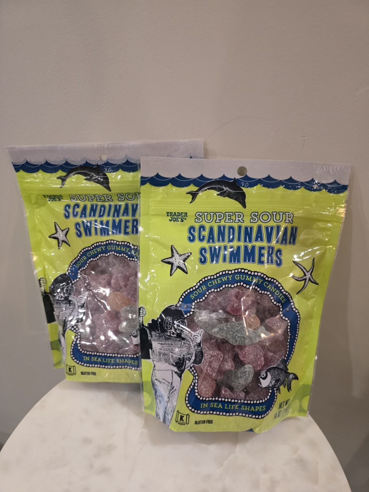 Trader Joe’s Super Sour Scandinavian Swimmers Gummy Candy 14oz 2 Pack Gluten Fre