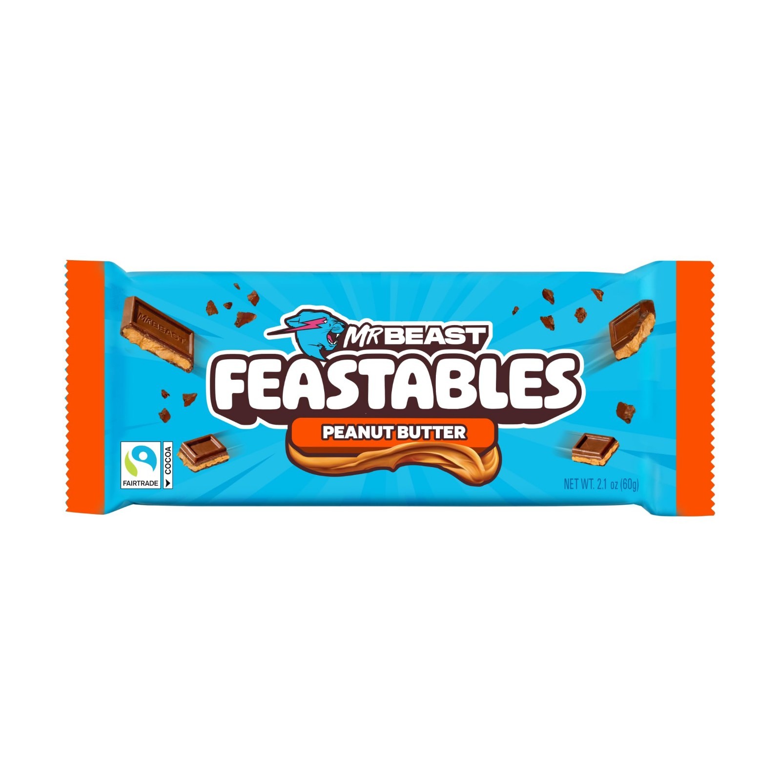 Creamy Peanut Butter Milk Chocolate Bars, King Size 10 Count, Fairtrade Cocoa Tr