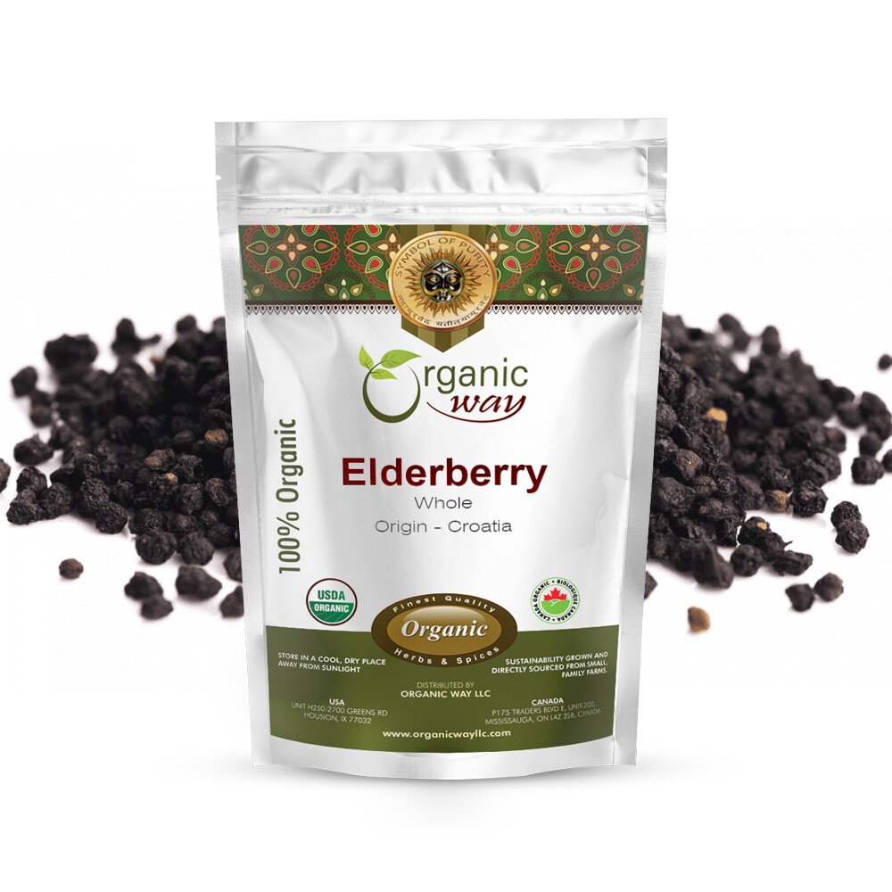 Organic Way Dried Elderberry Whole – Organic, Kosher & USDA Certified