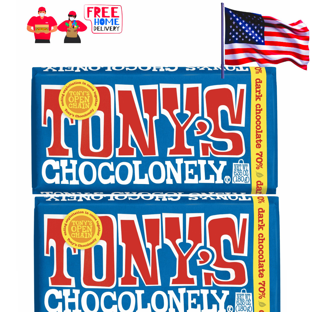 2 Pack Tony’s Chocolonely 70% Dark Chocolate Bar 6.35 oz Fairtrade Traceable