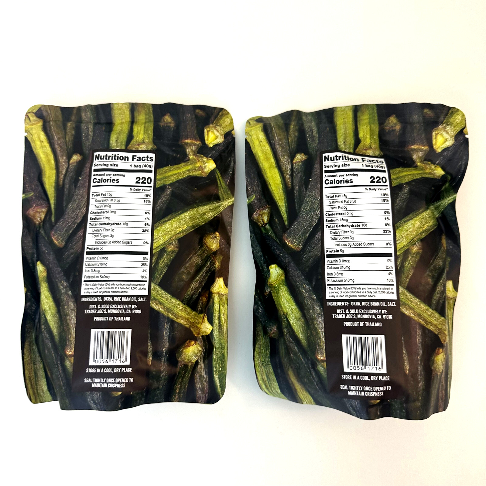 2 Pack Trader Joe’s Crispy Crunchy Okra 1.4 OZ Each