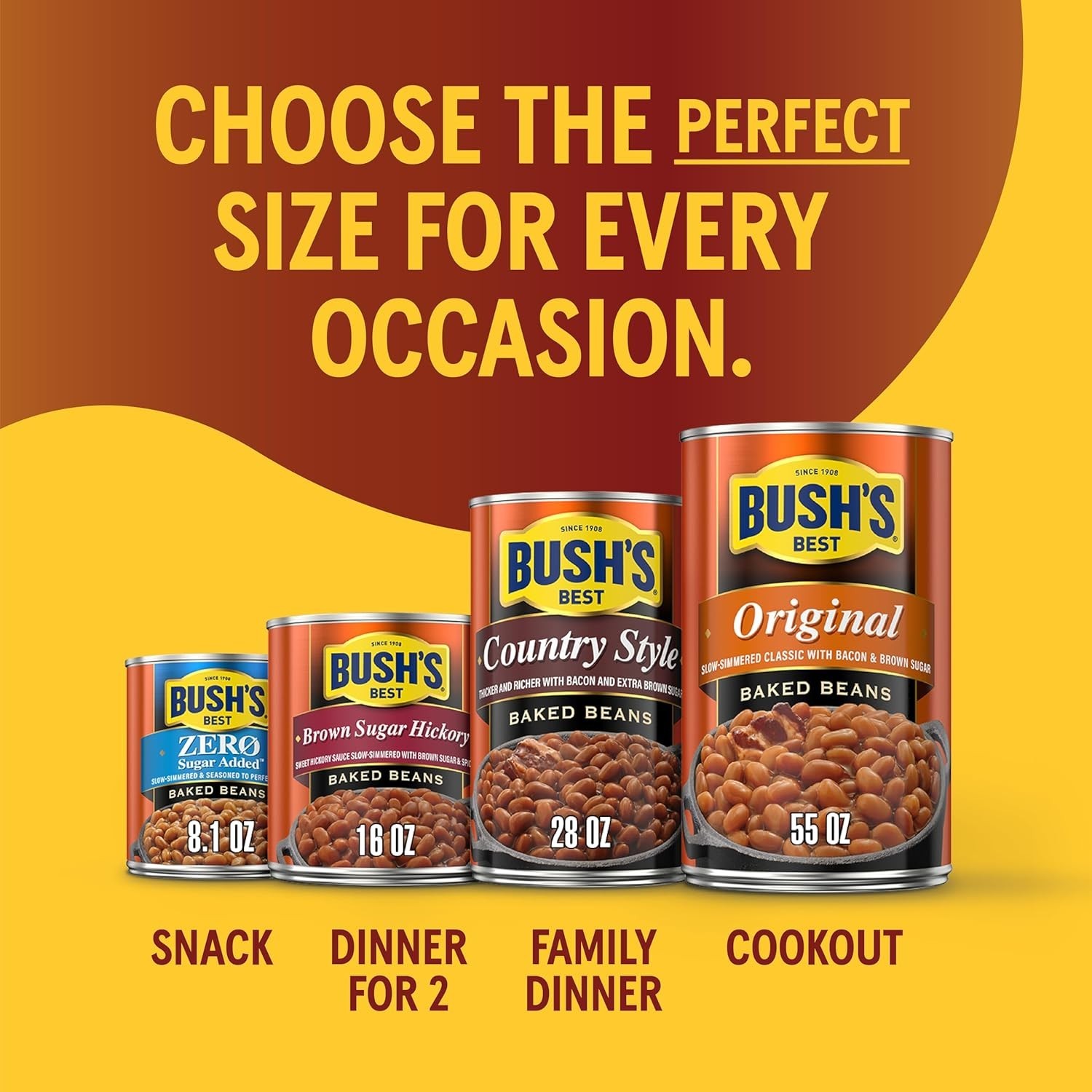 BUSH’S Baked Beans – 12 Pack, 8.3 oz Cans – Gluten Free & Low Fat