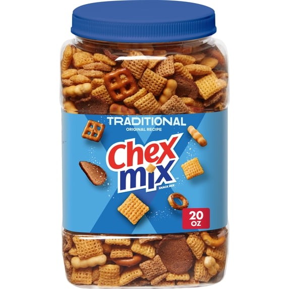Chex Mix Traditional Snack Mix, Salty Snacks Tub, 20 oz,,
