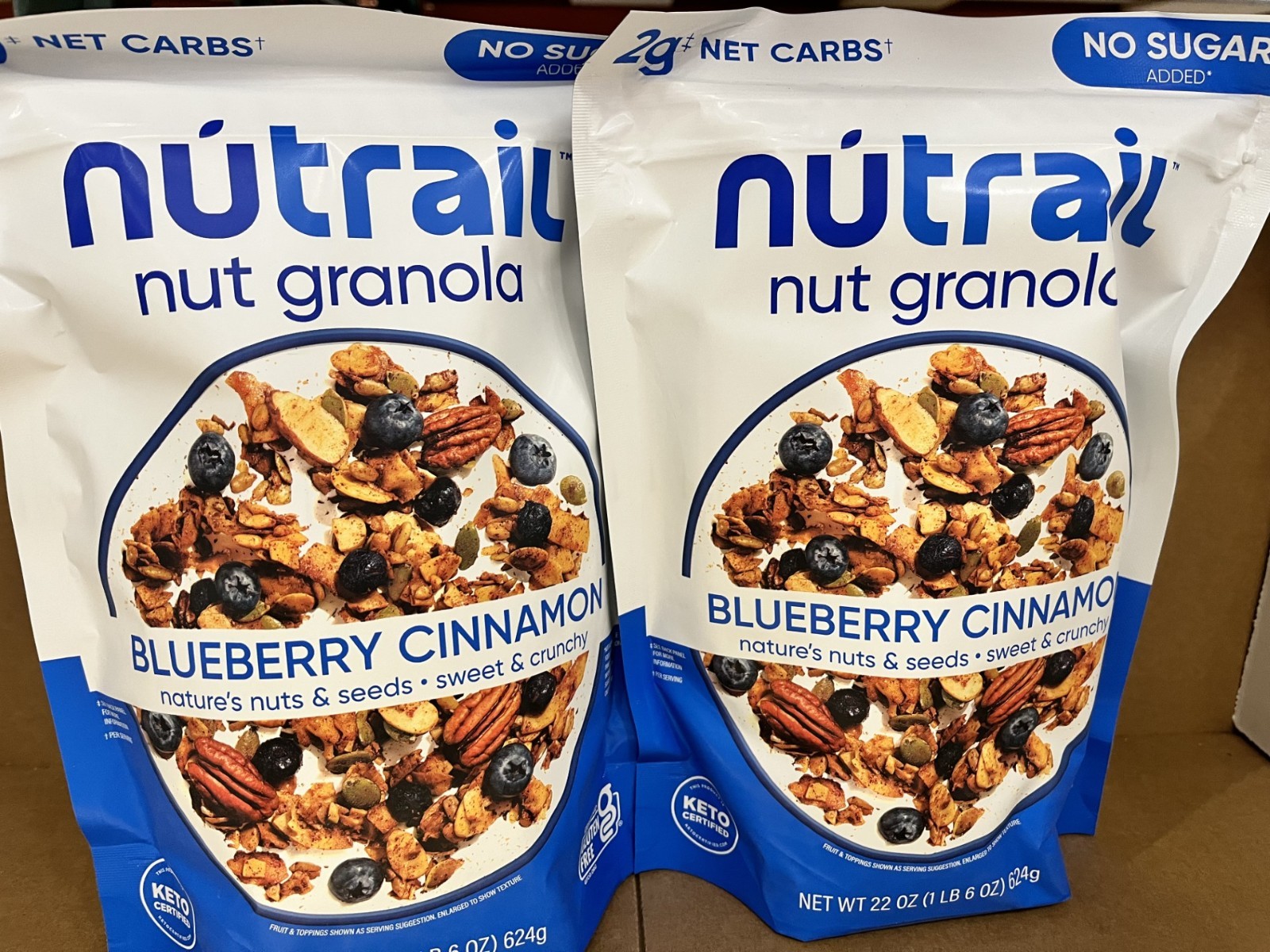 2 Packs NuTrail Nut Granola Blueberry Cinnamon Keto 22oz each