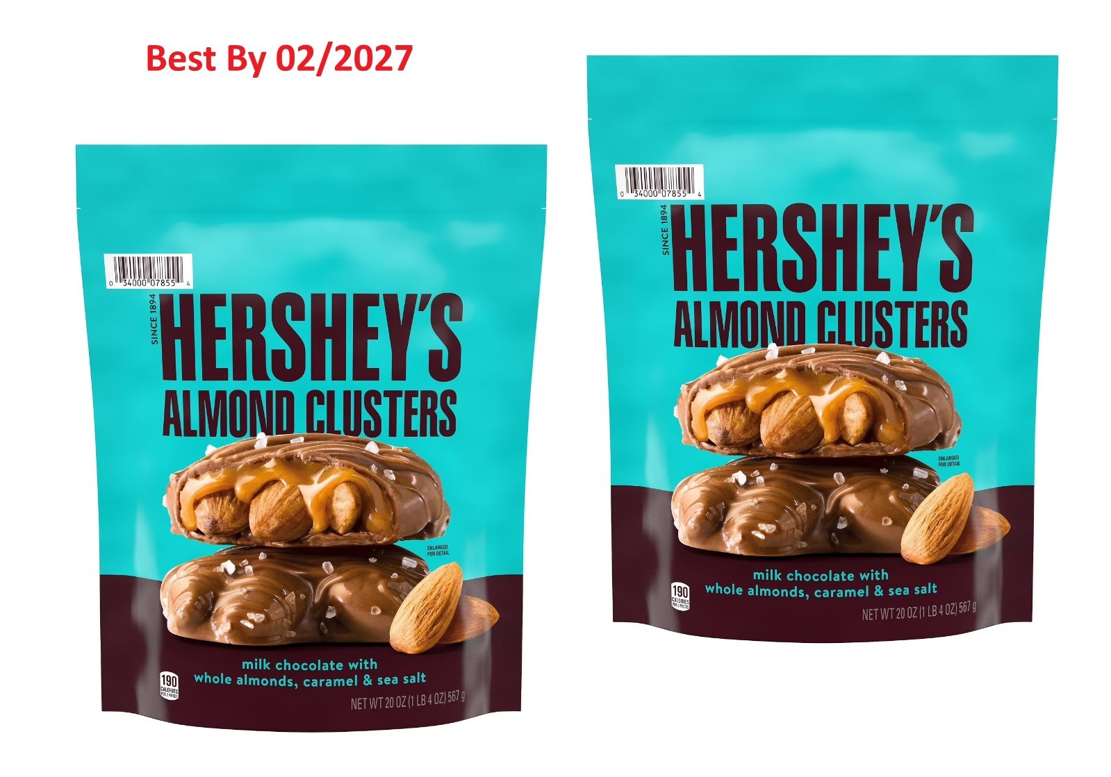 2-PACK Hershey’s Almond Clusters, Milk Chocolate w/Caramel & Sea Salt 20 Oz each