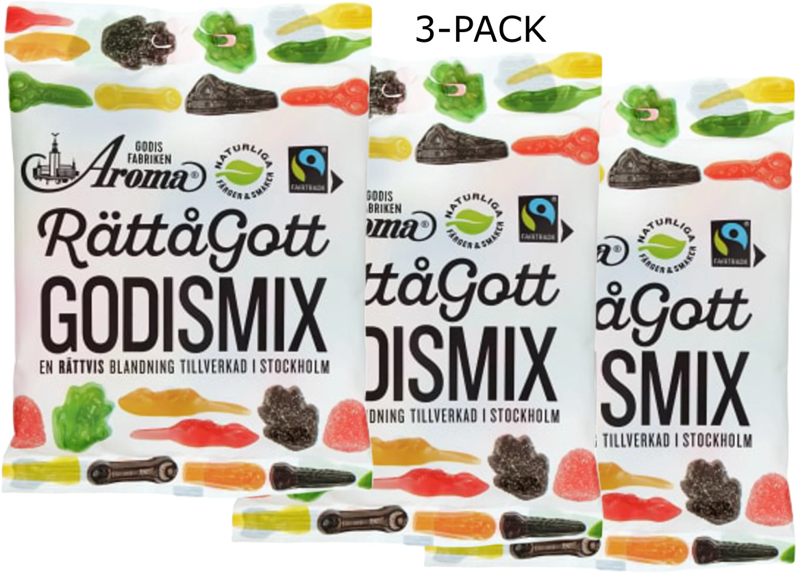 Swedish Candy Original from Sweden – Aroma Classic Rätt & Gott 3x140g -Fairtrade