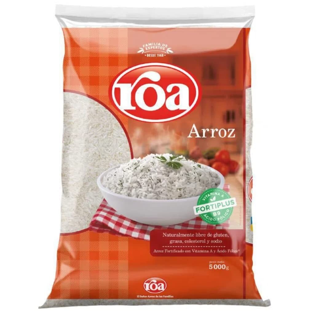 Arroz Roa Fortiplus Bolsa de 5000g, White Rice No Gluten and No GMOs