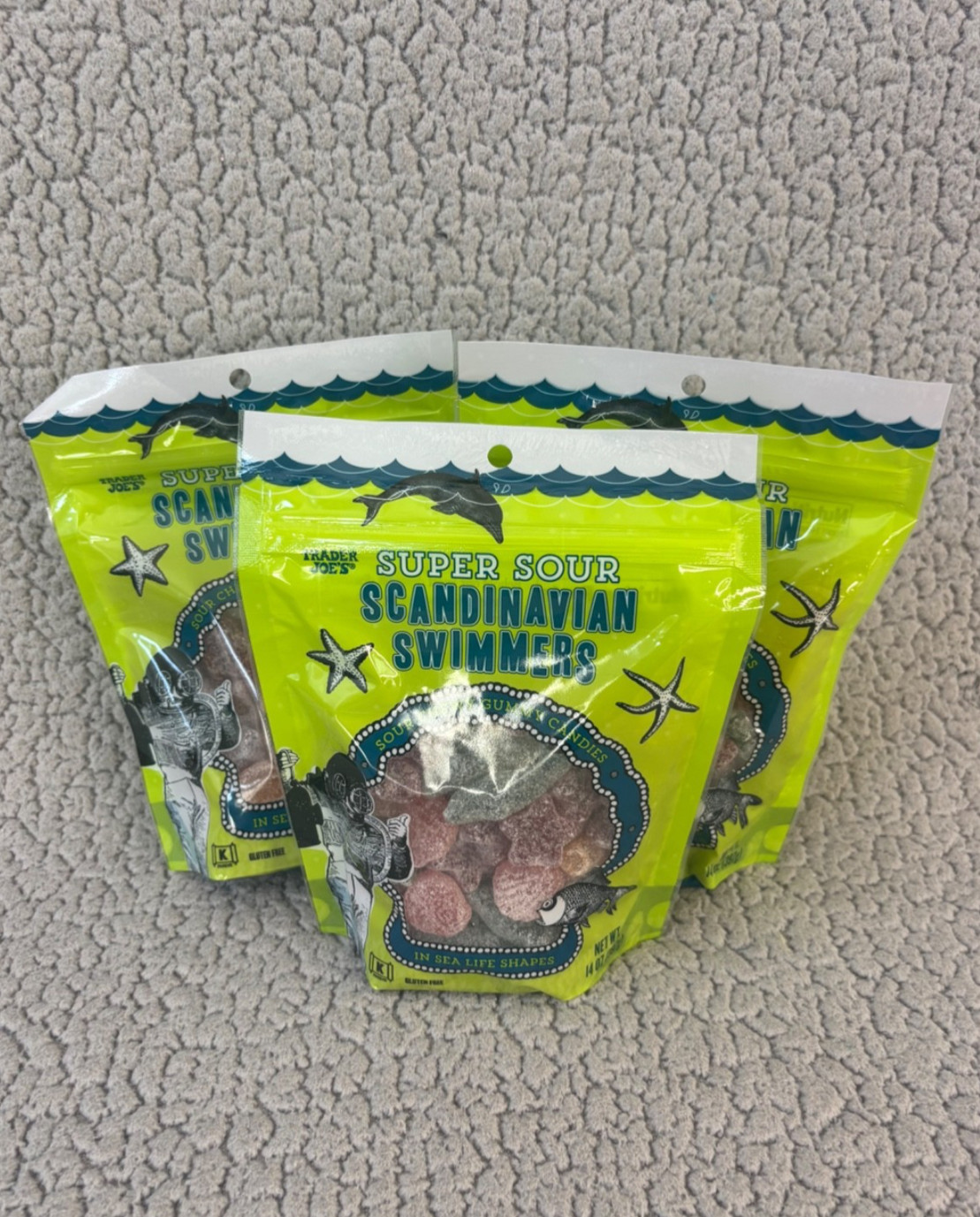 Trader Joe’s Super Sour Scandinavian Swimmers Gummy Candy 14 oz (3 Pk) Kosher!