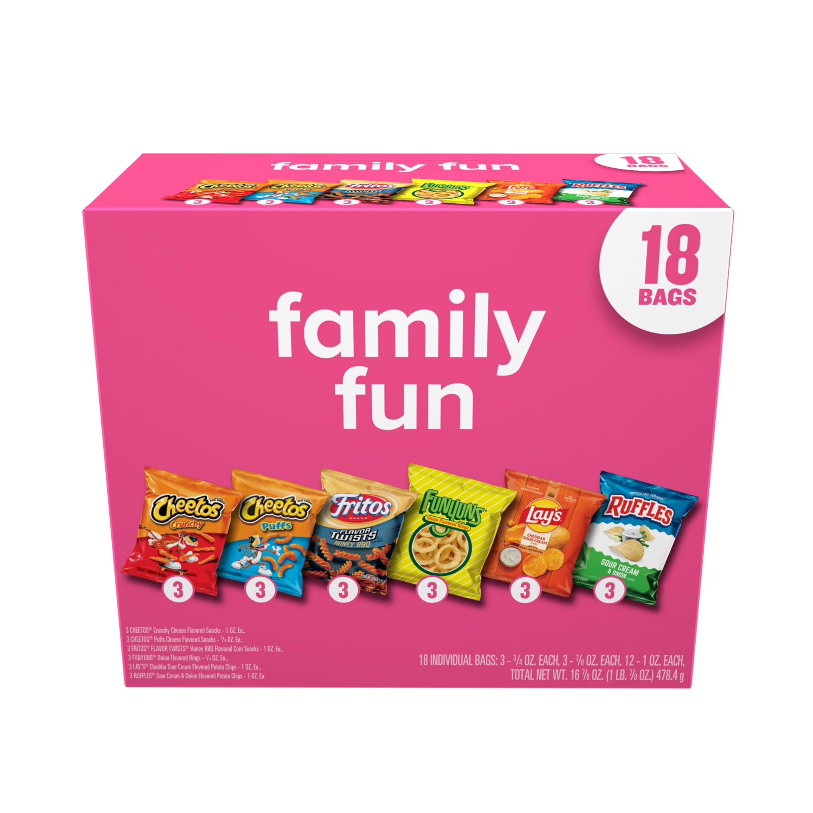 Frito Lay Family Fun Variety pack Snacks, (18 pack)@