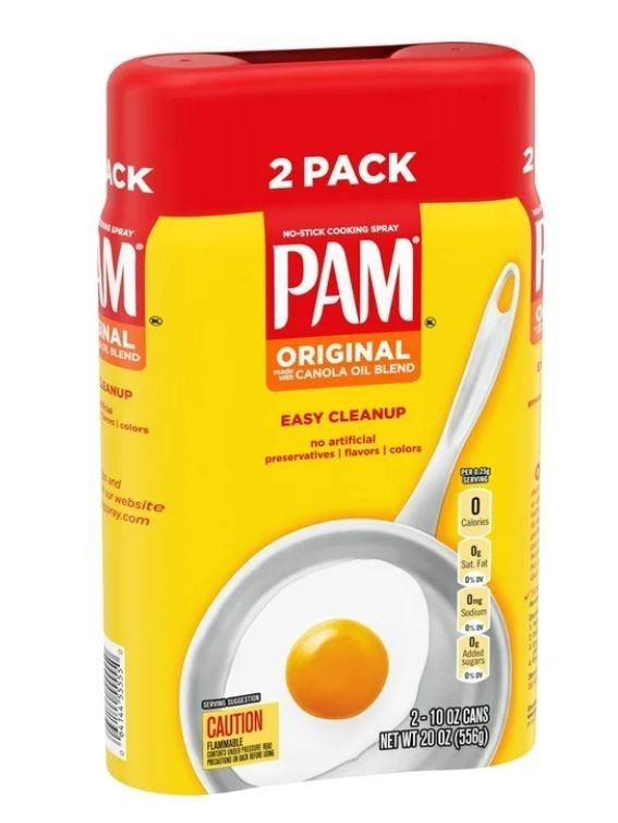 2 Pack PAM Original Cooking Spray Canola Oil Nonstick Cooking & Baking Spray New