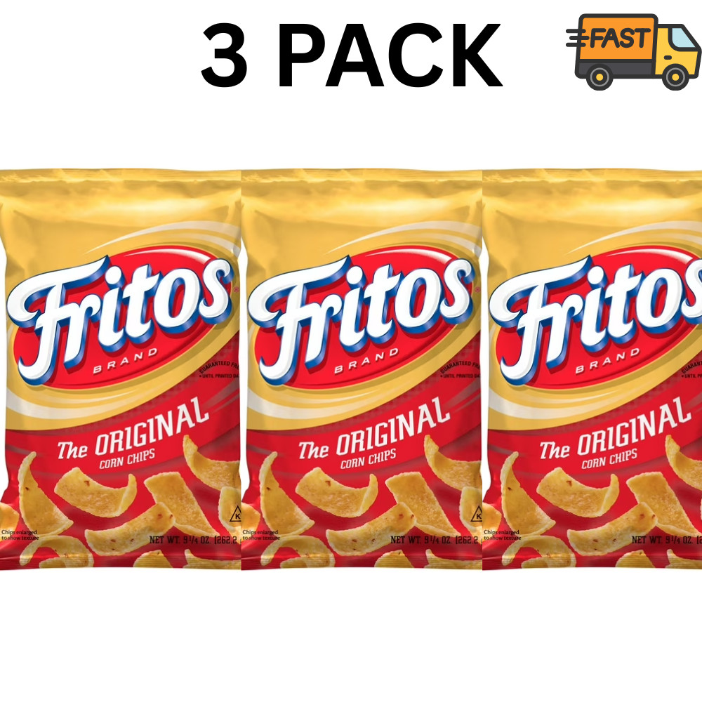Fritos Regular Corn Chips 9.25 oz Pack of 3 Bags Party Snack Chips