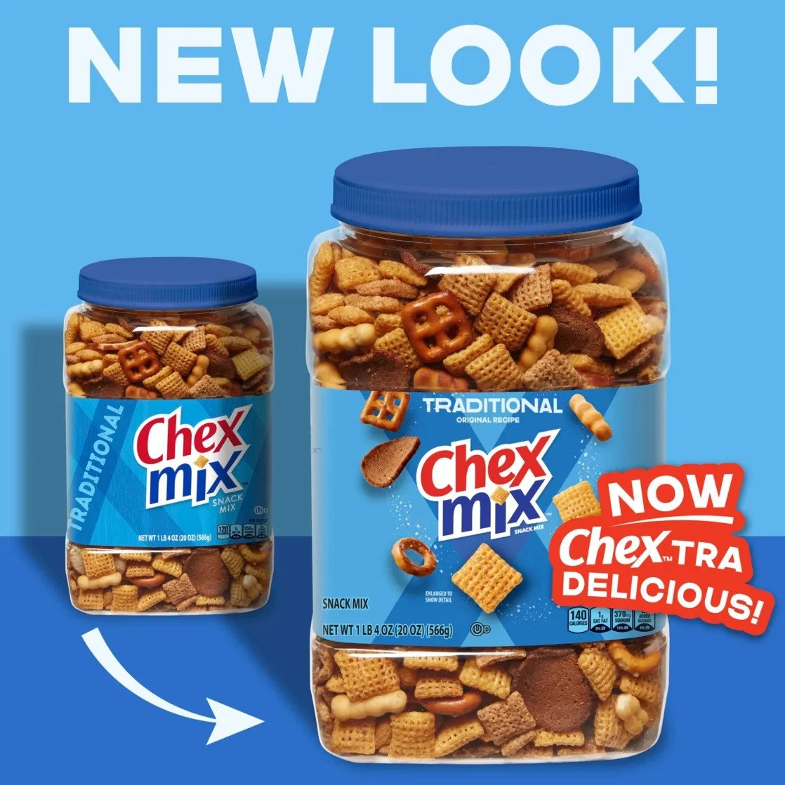 Chex Mix Traditional Original Recipe Snack Mix, Snacks, Tub, 20 oz
