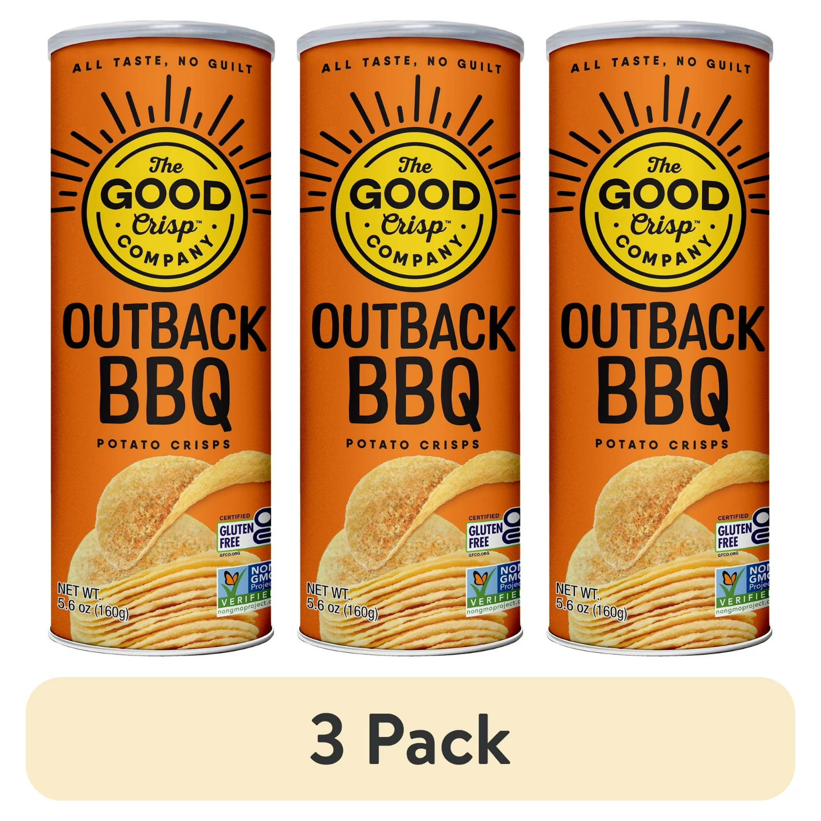 (3 pack) The Good Crisp Company Gluten Free Outback BBQ Snack Chips, 5.6 oz