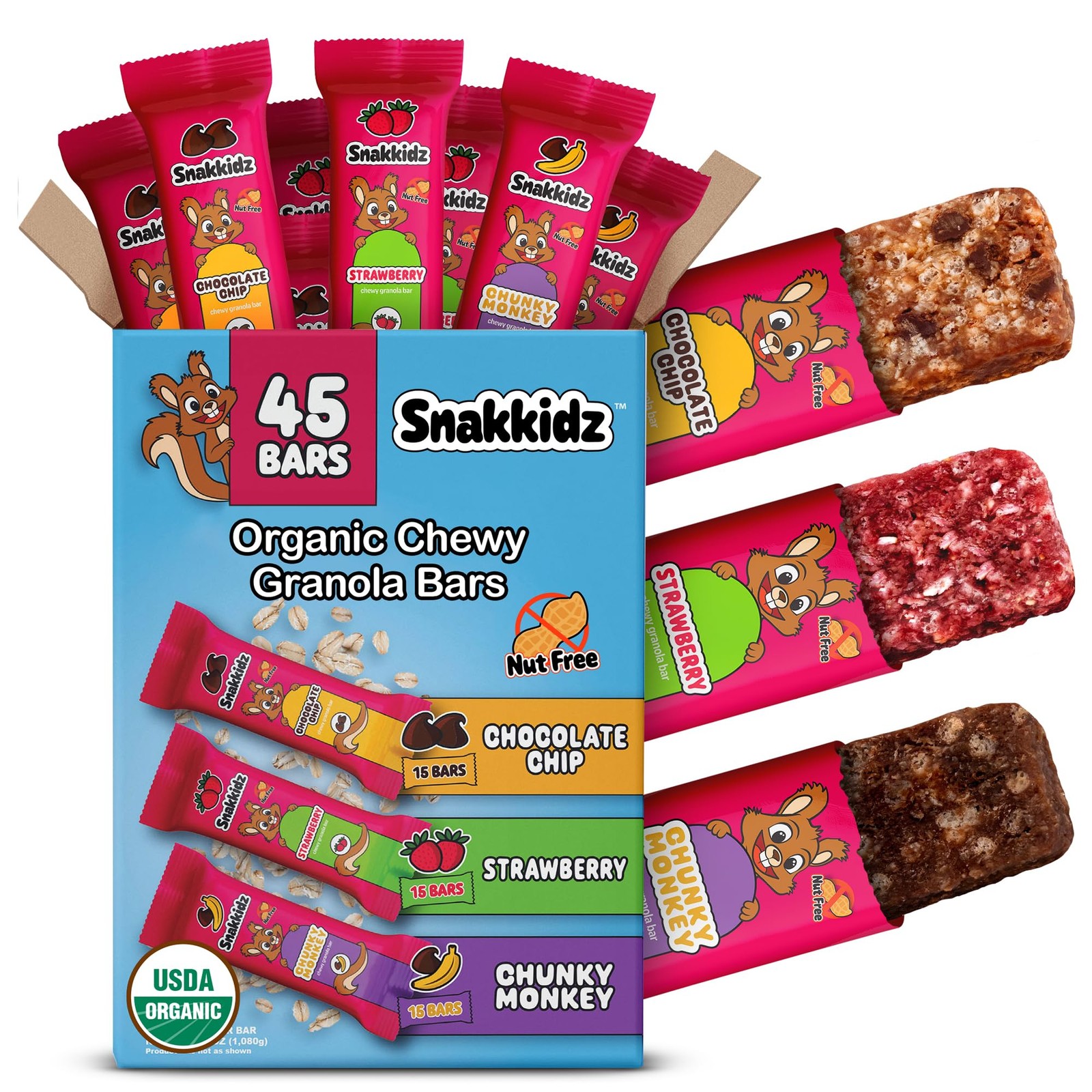 Snakkidz Organic Chewy Granola Bars for Kids, Allergen-Free, Nut-Free, Gluten…