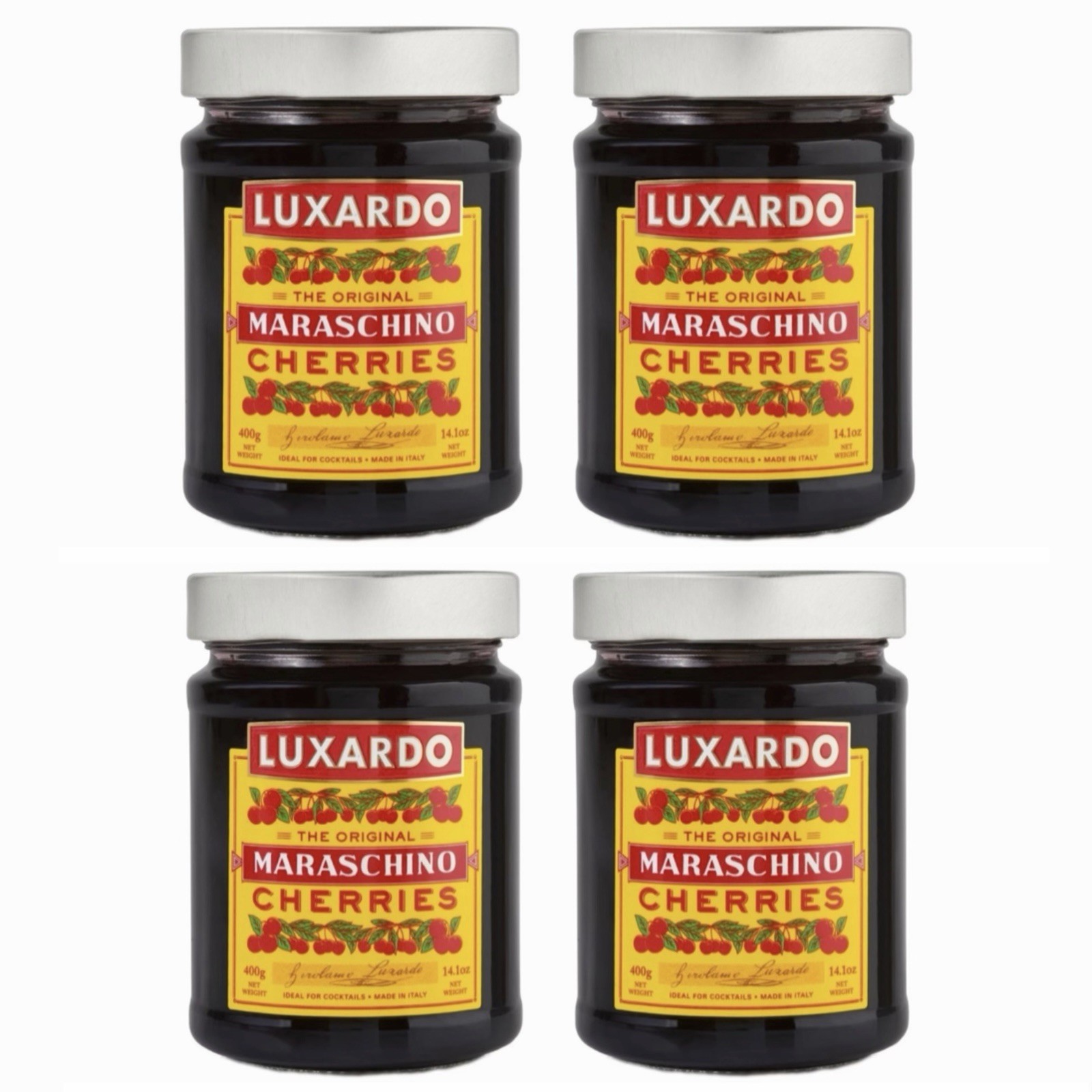 (4 Pack) Luxardo Original Maraschino Cherries 400g Italian Cocktail Cherries