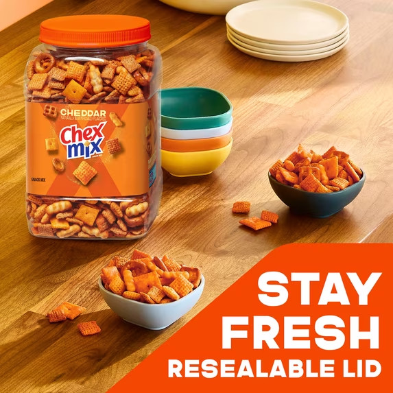 Chex Mix Cheddar Savory Snack Mix Salty Snacks Tub 20 oz Pack of 2
