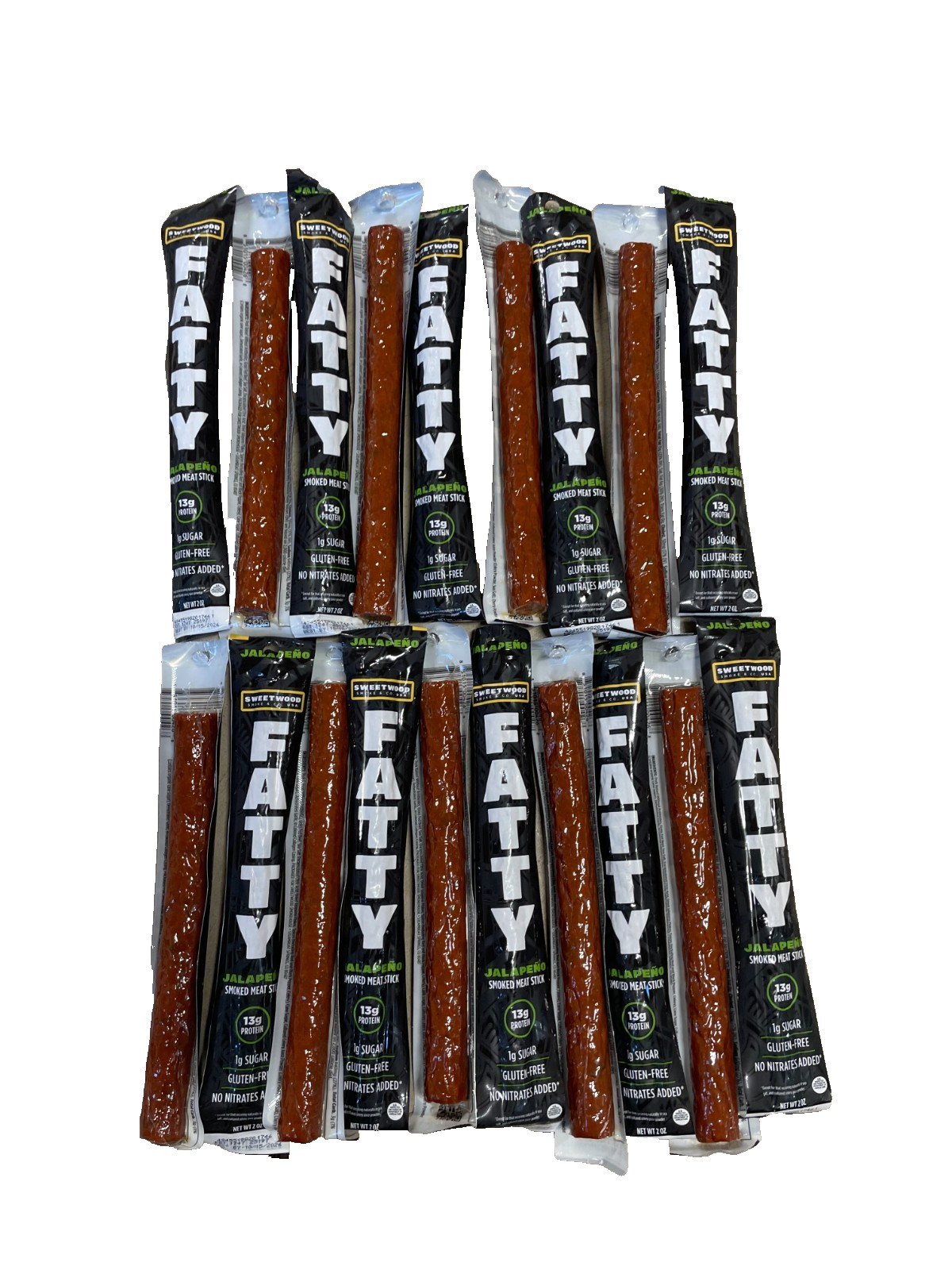 FATTY Smoked Meat Sticks 20 sticks JALAPENO 2oz Per, EXP 10/2026