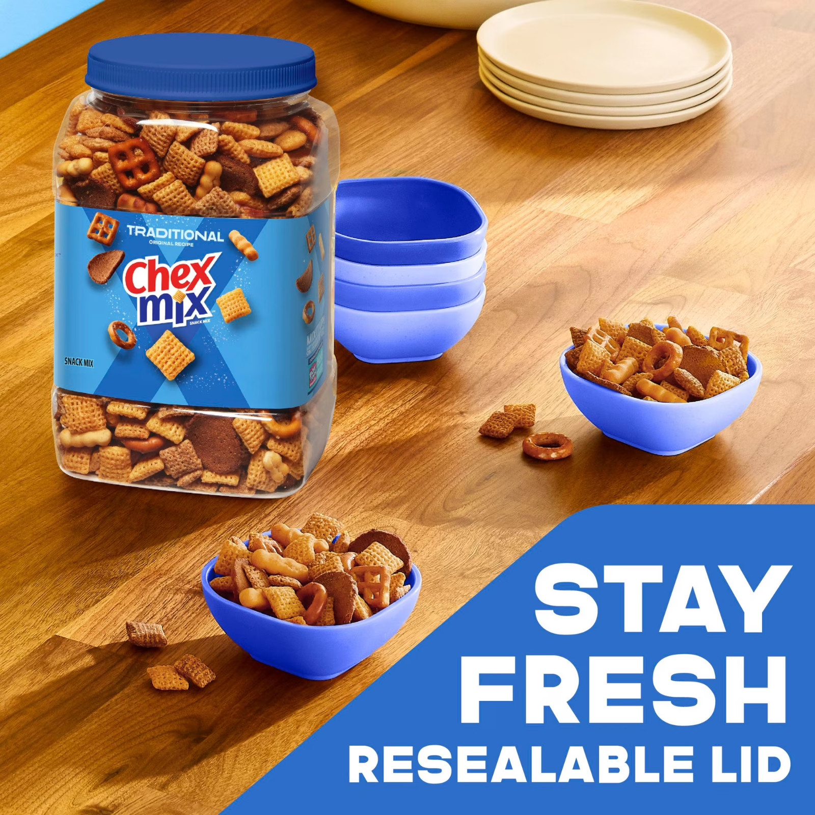 Chex Mix Traditional Snack Mix, Salty Snacks Tub, 20 oz New