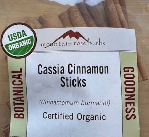 Cinnamon Sticks Organic, Mountain Rose Herbs. 1 oz