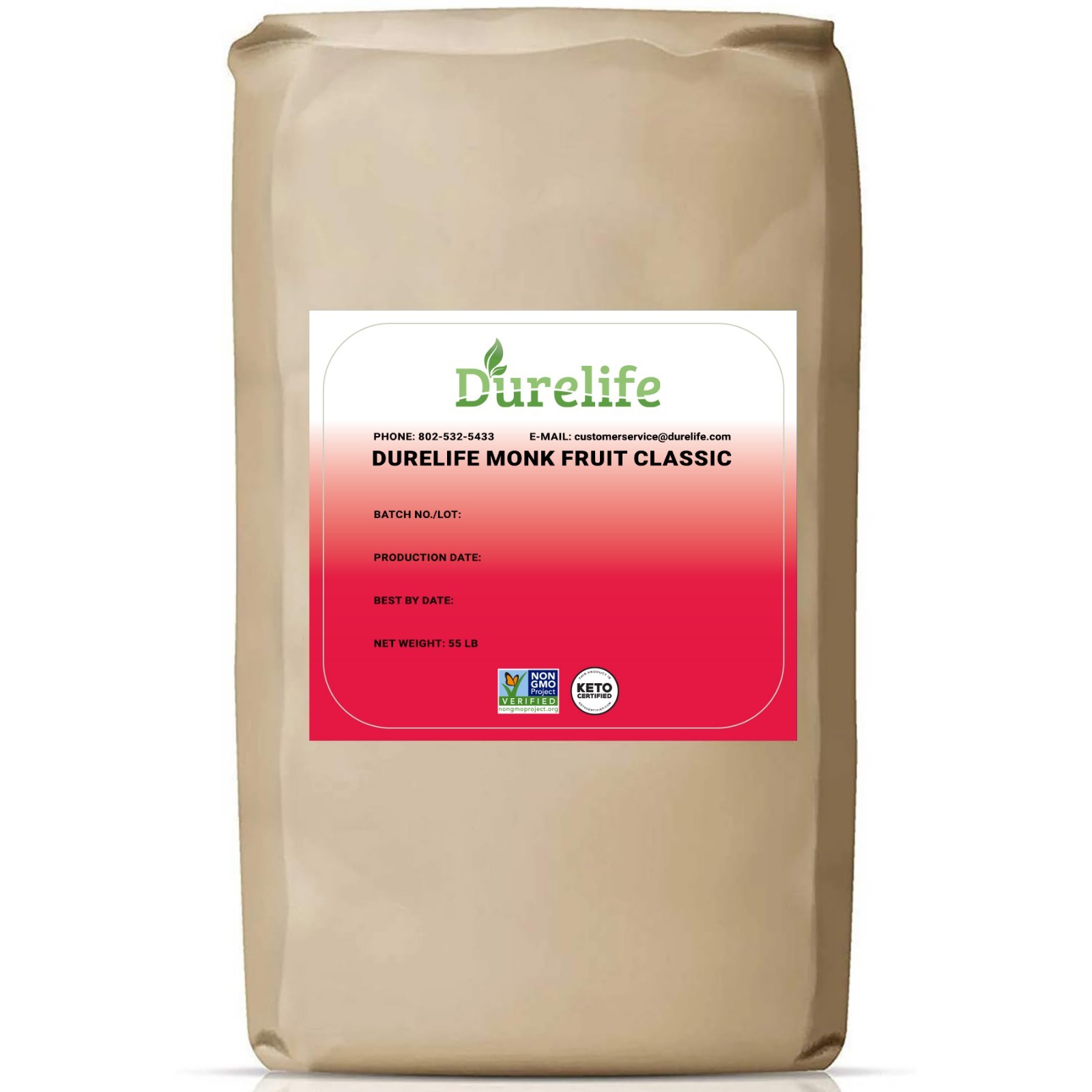 Durelife Monk Fruit Sweetener, Classic – White Sugar Substitute, 55 lb