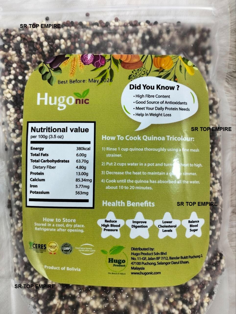 100% ORGANIC QUINOA RICE TRICOLOUR – HUGONIC BOLIVIA – 1KG