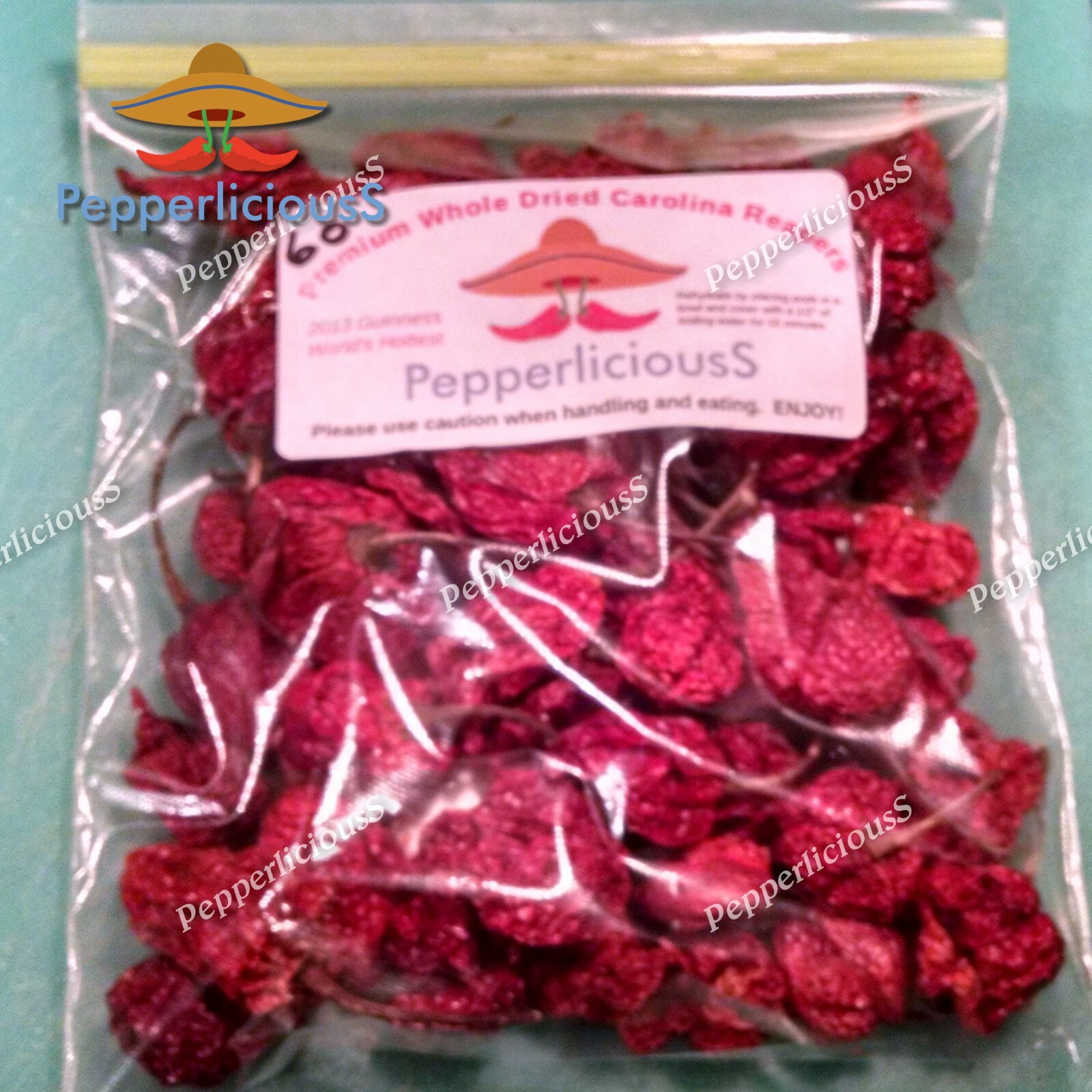 60 DRIED CAROLINA REAPER PEPPER Pods – WORLDS HOTTEST Pepper – Super Hot Quality