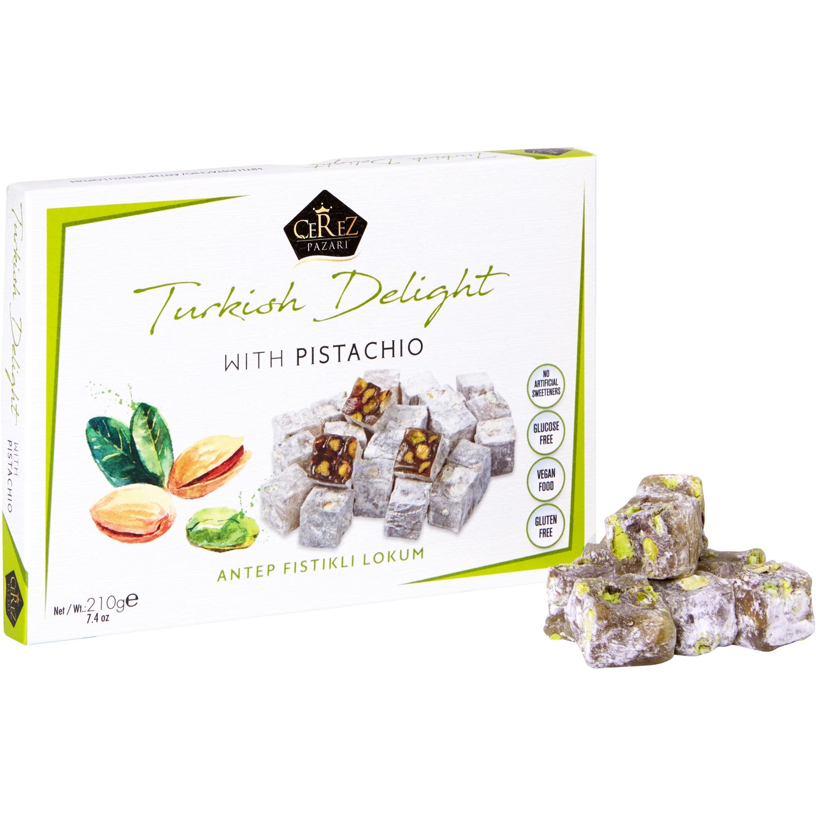 Cerez Pazari Turkish Delight Pistachio Candy, Gourmet 4.4 Ounce (Pack of 1)