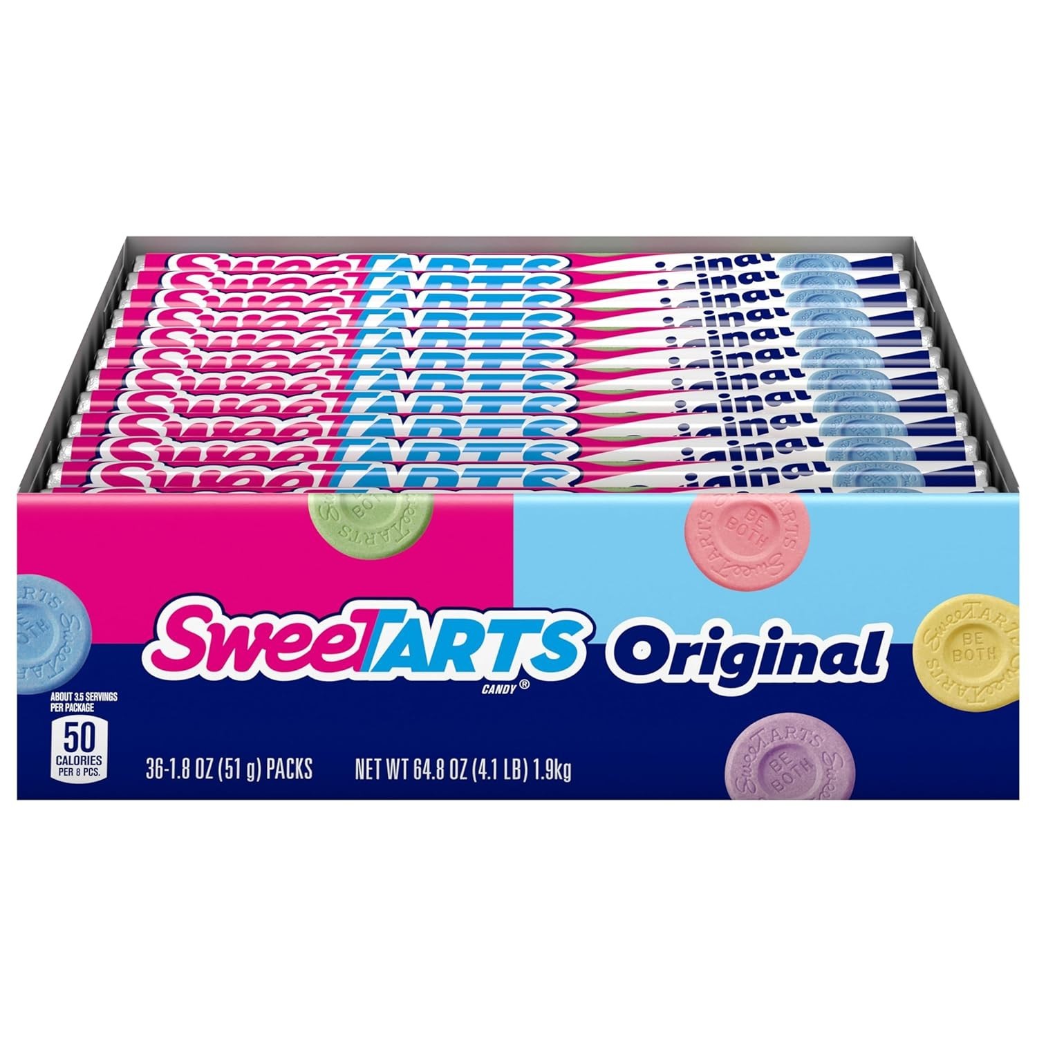 SweeTarts Original, 5 Assorted Flavors Hard Candy, 1.8-Ounce Rolls (36 Count)