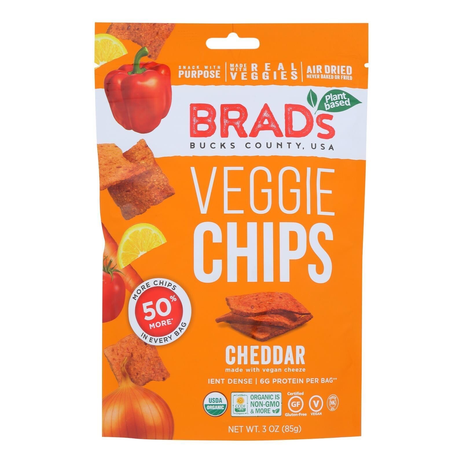 Brad’s Plant Based – Raw Chips – Cheddar – – 3 Oz. BB 5/2026