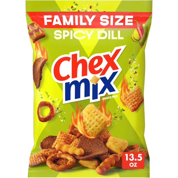 Chex Mix Spicy Dill Snack Mix Family Size 13.5 oz Savory Crunchy Party Snack Bag