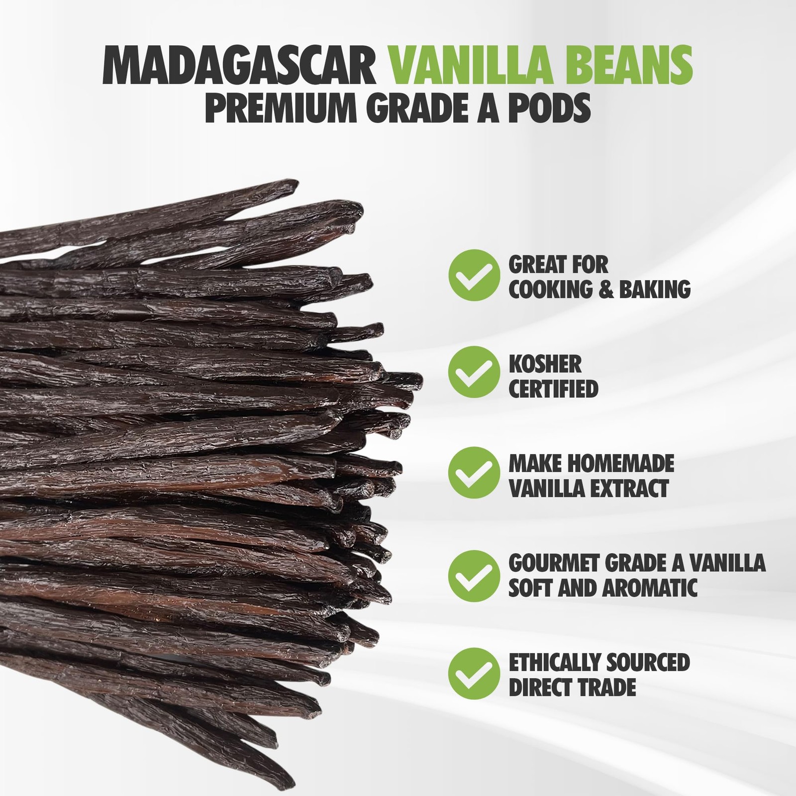 Madagascar Organic Vanilla Beans Grade a ~6″ Long – Ideal for Baking and Extract
