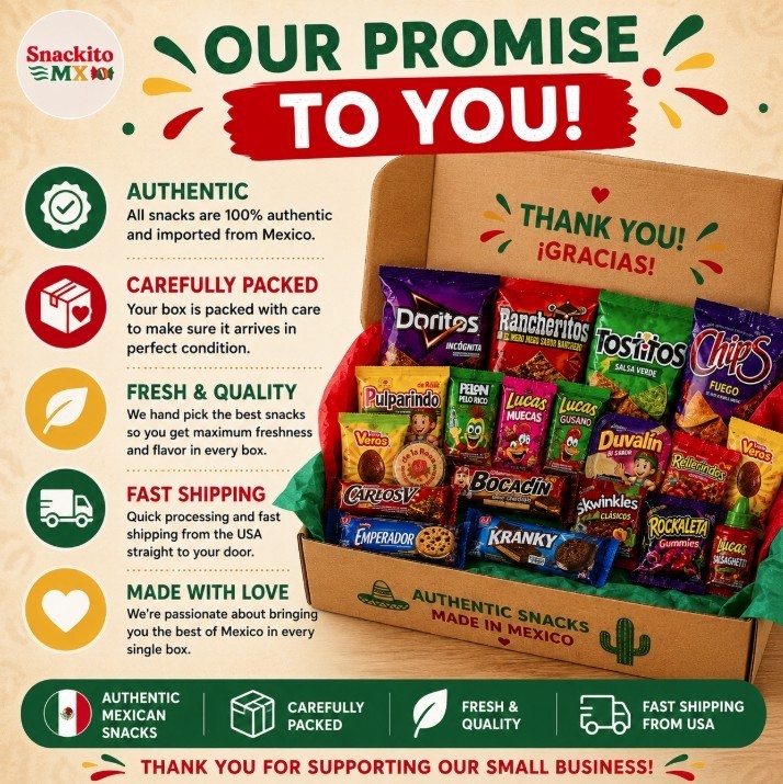 Snackito MX Authentic Mexico Mystery Snack Box Candy Chips Variety Gift Box