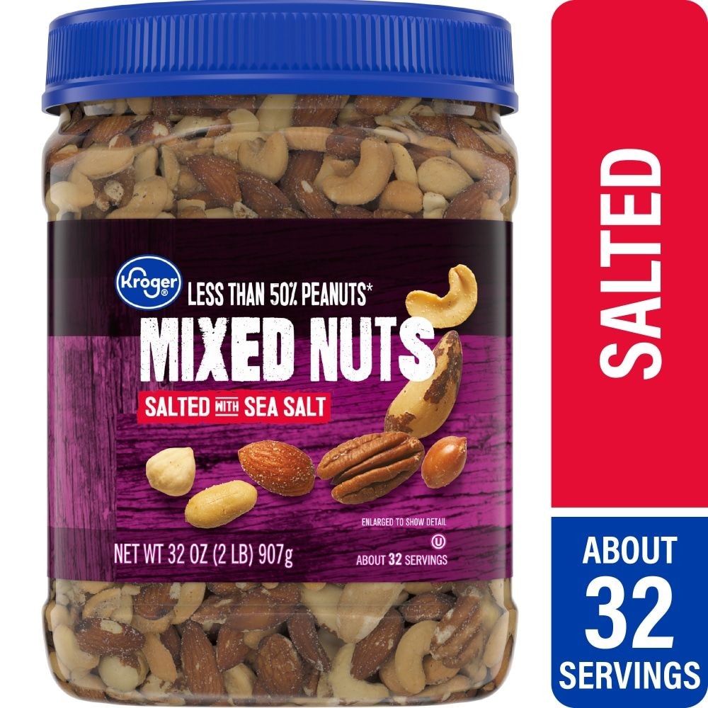 Kroger Less Than 50% Peanuts Salted Mixed Nuts 32 oz – Pack of 3