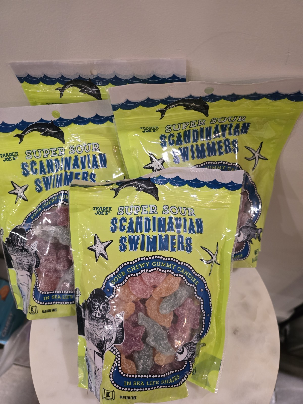 Trader Joe’s Super Sour Scandinavian Swimmers Gummy Candy 14oz 4 Pack Gluten Fre