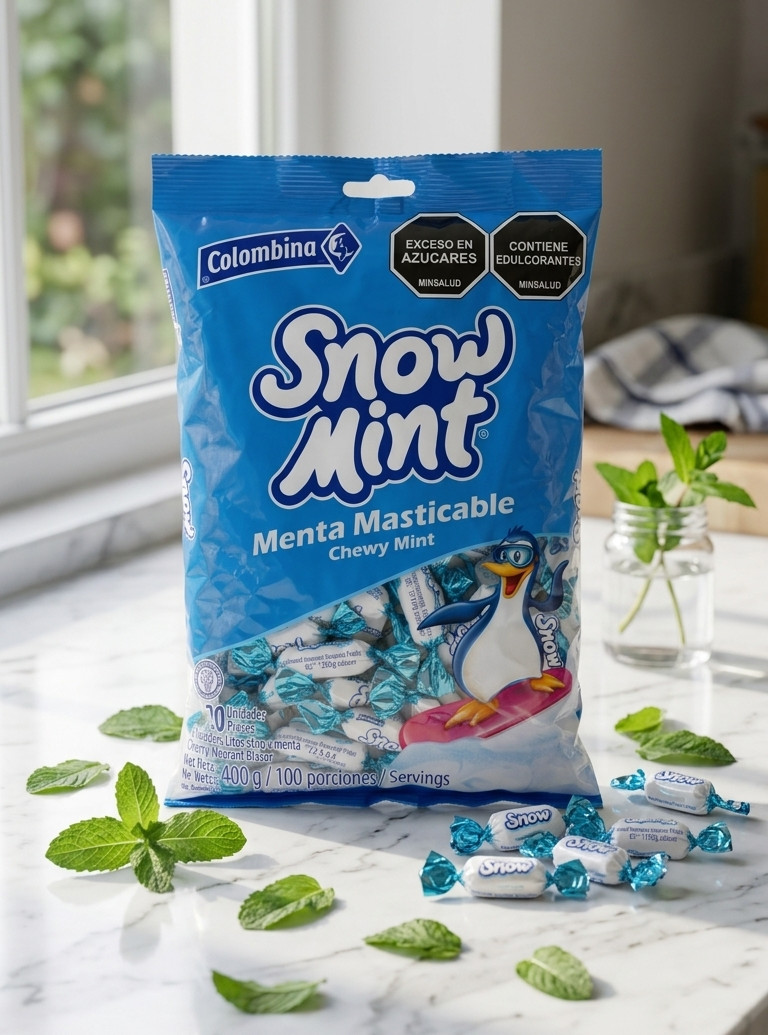 100 Colombina Snow Mint Chewy Mint Candy 400g Refreshing Breath Sweets Bulk Bag