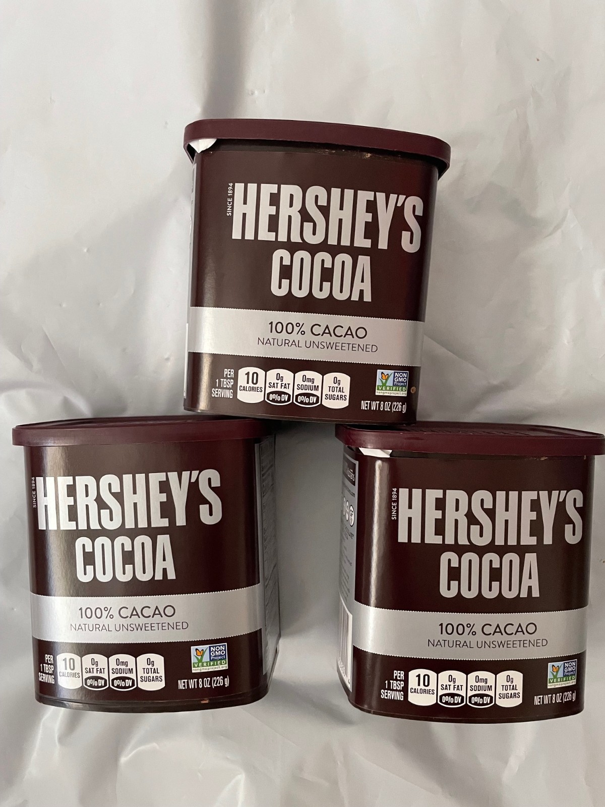 3 Pack HERSHEY’S Natural Unsweetened Cocoa Powder 8 oz Can | Pure 100% Cacao