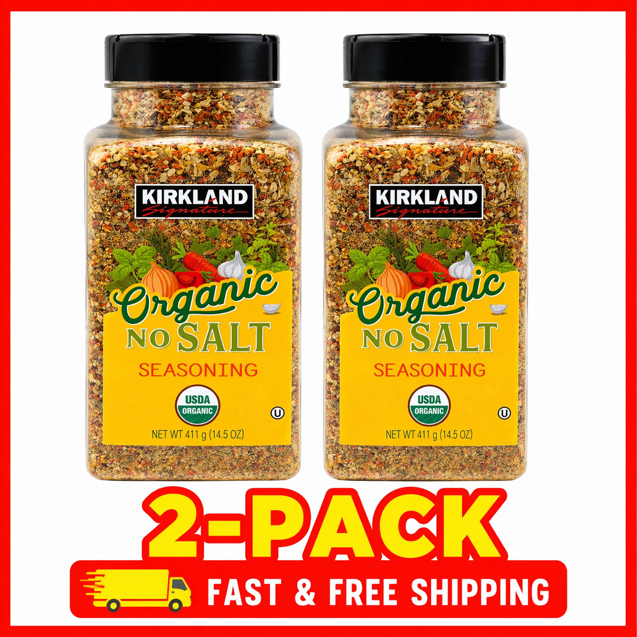 2-Pack Kirkland Signature Organic No-Salt Seasoning, 14.5 oz