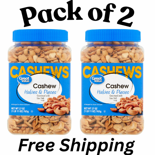 Great Value Cashew Halves & Pieces, 27 oz (PACK OF 2)