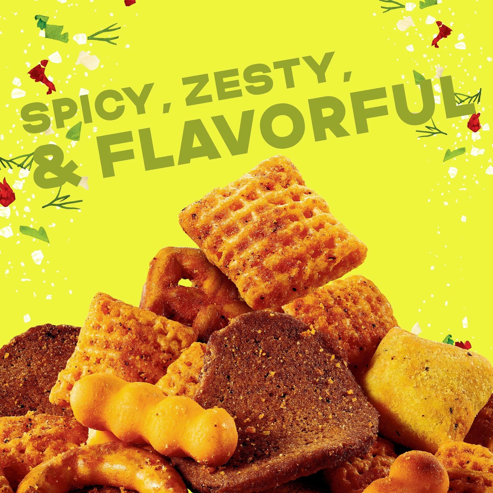 Chex Mix Spicy Dill Snack Mix, Savory Snack Bag, Family Size, 13.5 oz