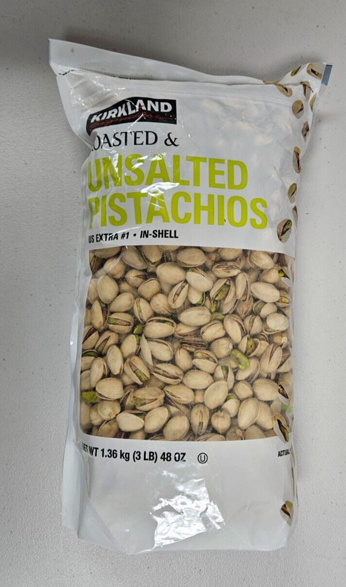 Kirkland Signature InShell Pistachios Roasted UNSALTED 3 Lbs Kosher USA Exp 1/26