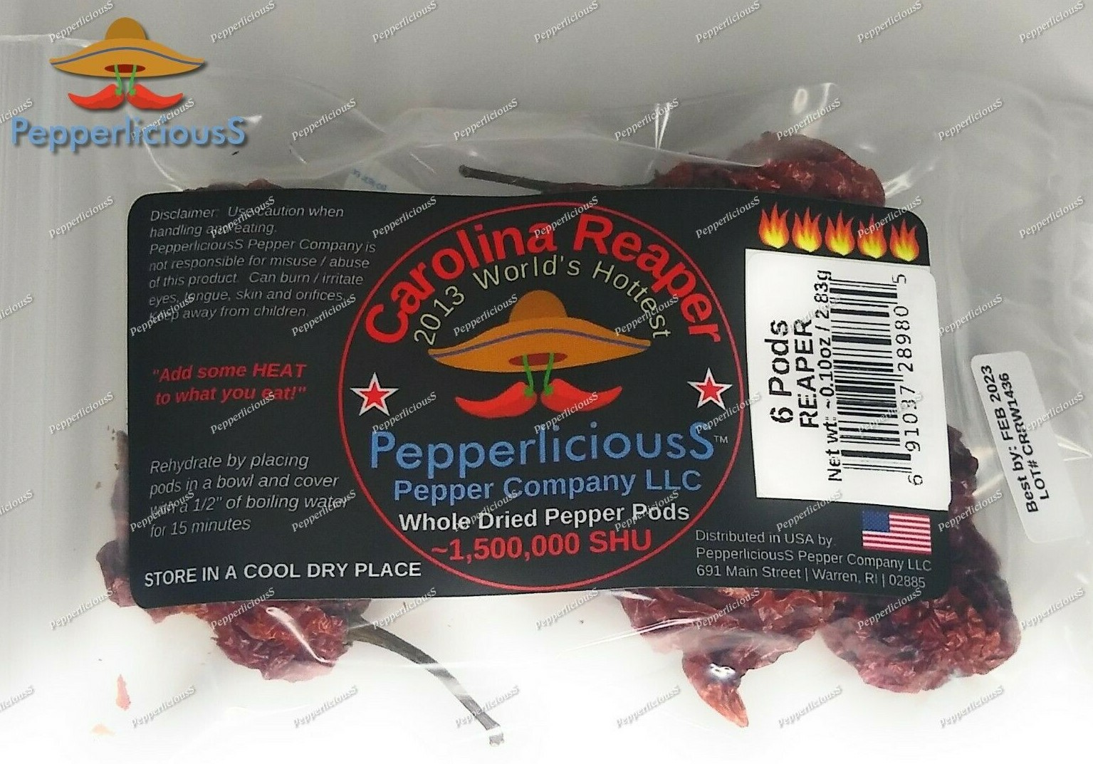 6 DRIED CAROLINA REAPER Pods – WORLDS HOTTEST CHILI PEPPER – Super Hot Quality