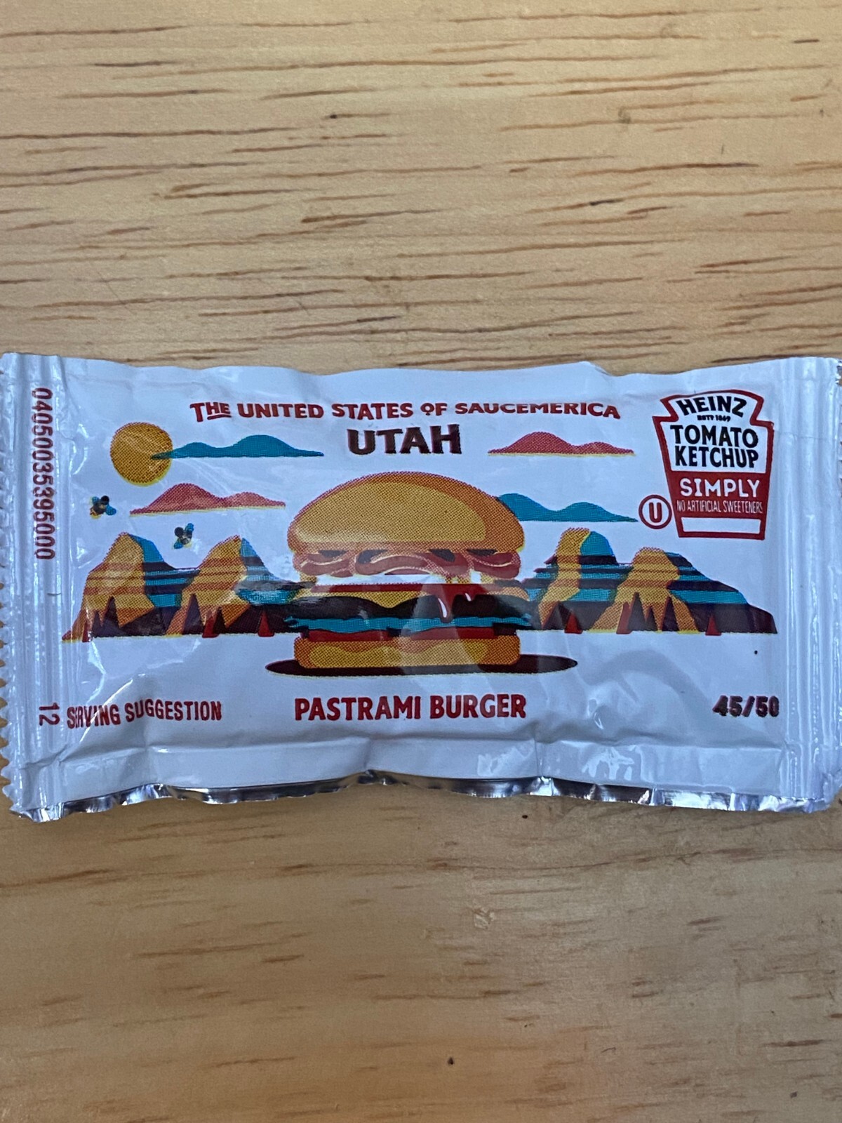 1 Heinz United States Of Saucemerica Ketchup Packet Utah # 45/50 *NEW* DTB